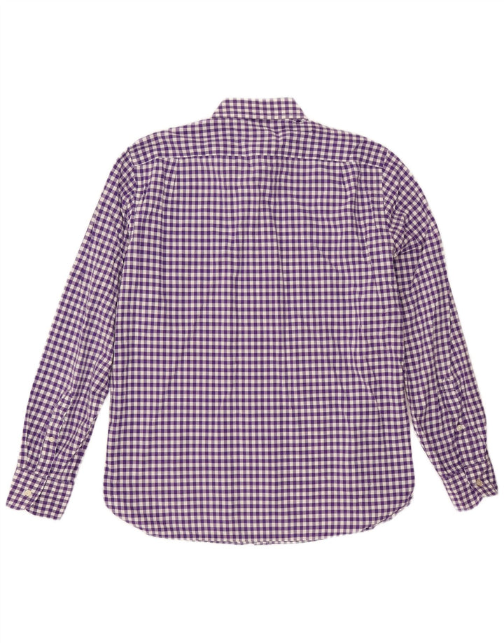 J. CREW Mens Shirt Size 15 1/2 Medium Purple Gingham Cotton