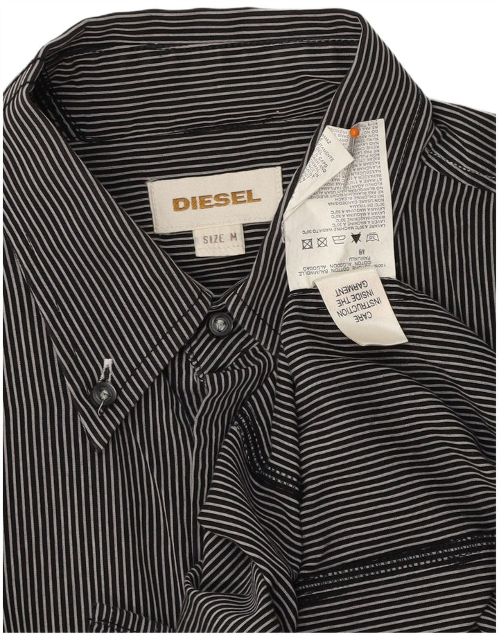 DIESEL Mens Shirt Medium Navy Blue Pinstripe Cotton