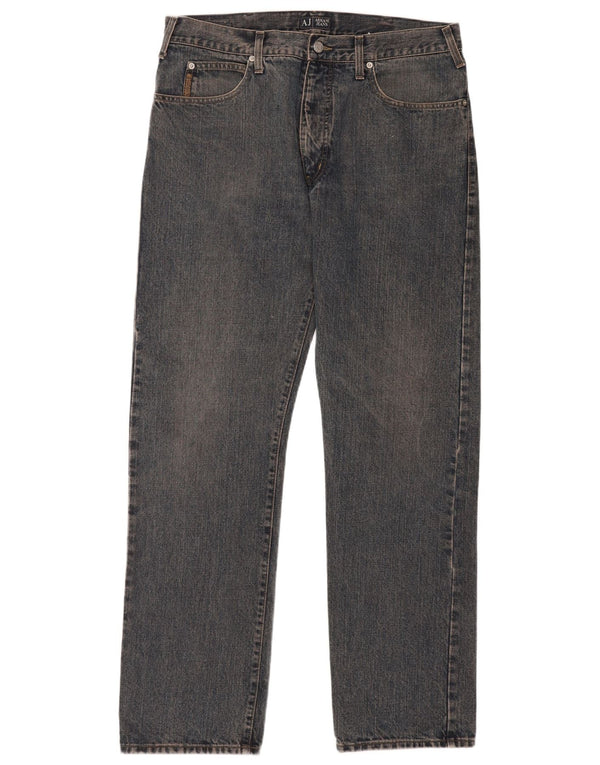 Armani Mens Straight Jeans W38 L33 Blue Cotton