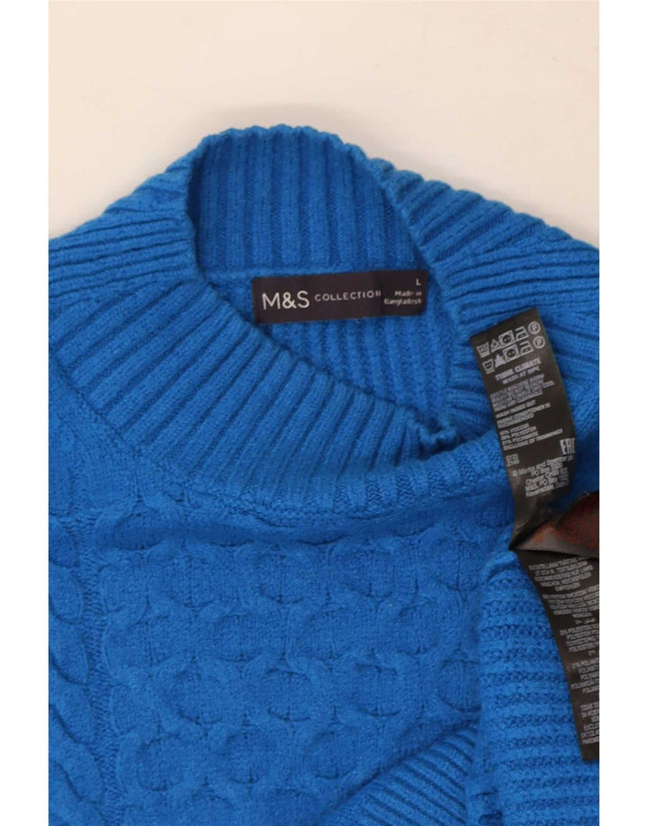 Marks & Spencer Womens Turtle Neck Jumper Sweater UK 16 Large Blue Viscose