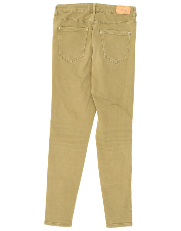 Zara Girls Skinny Casual Παντελόνι 13-14 ετών W26 L27 Χακί Ριγέ