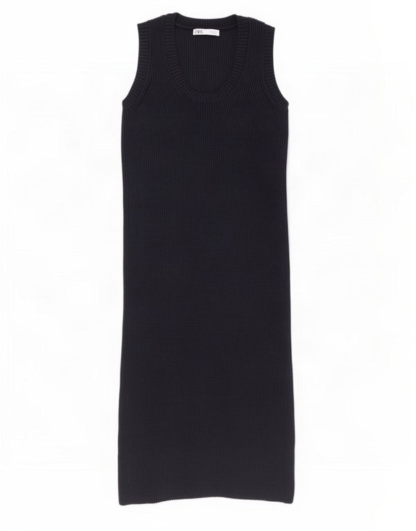 Abito maglione senza maniche da donna Zara UK 10 piccolo poliestere blu navy