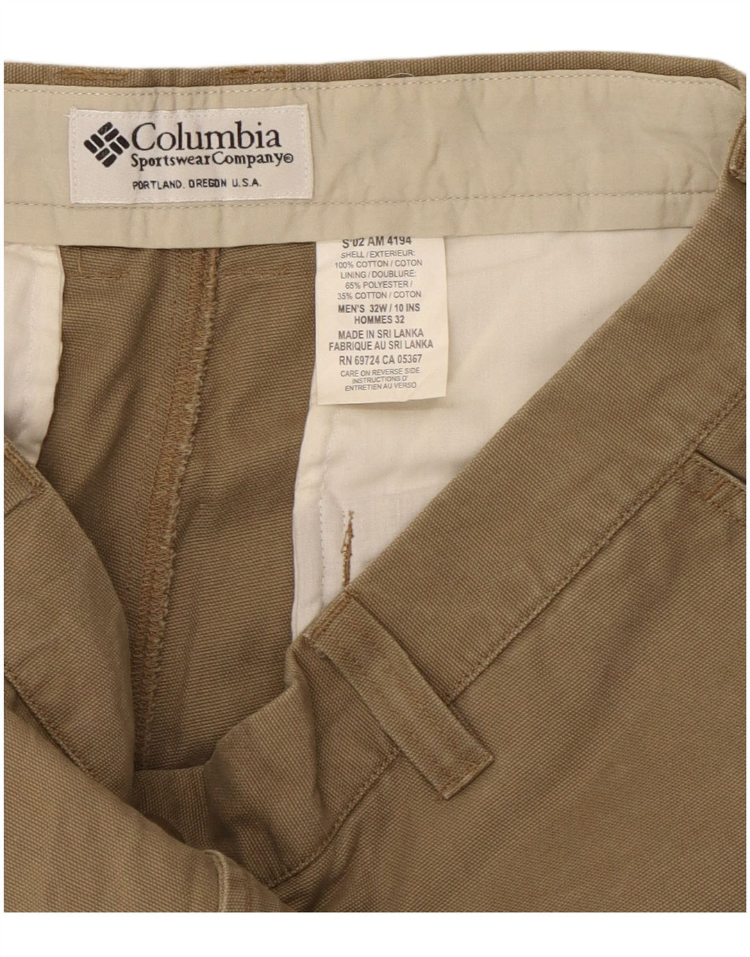 Pantaloncini cargo da uomo Columbia W32 cotone kaki medio