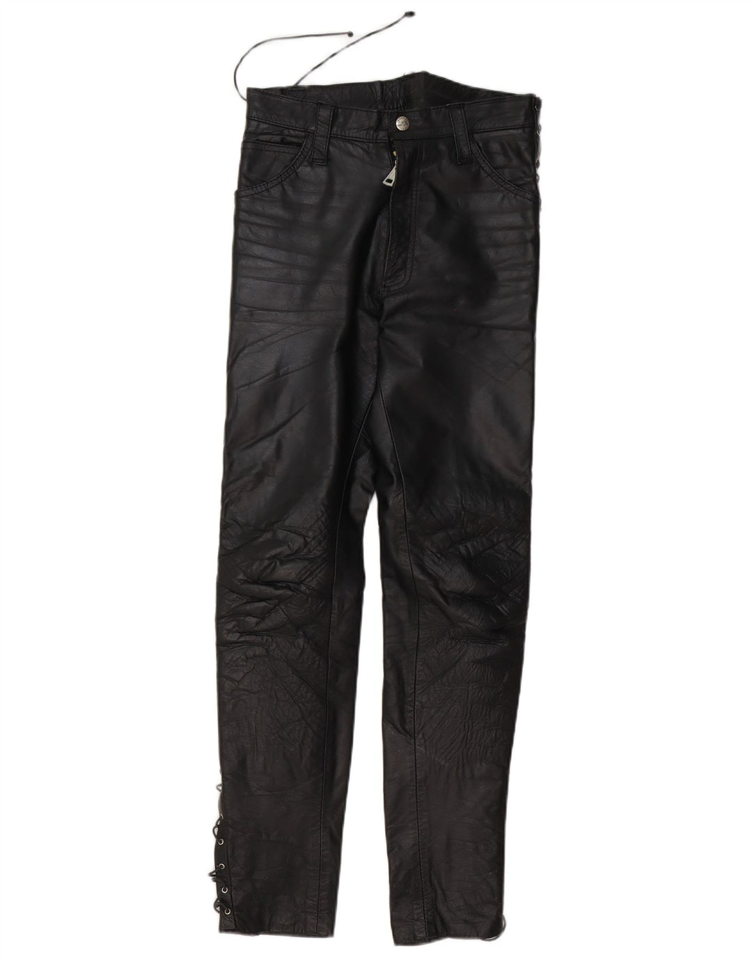 Vintage Womens Leather Leather Trousers W30 L30 Black Leather