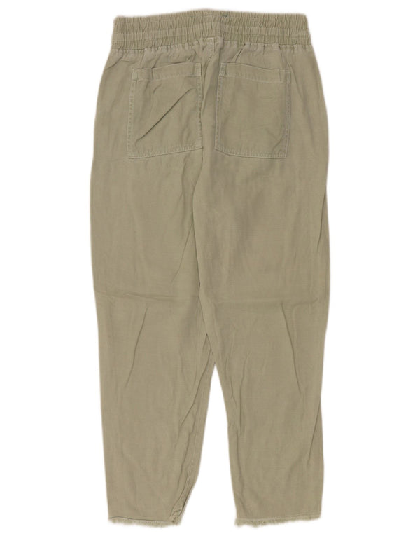 Zara Womens High Waist Tapered Casual Trousers Small W26 L27 Khaki Lyocell