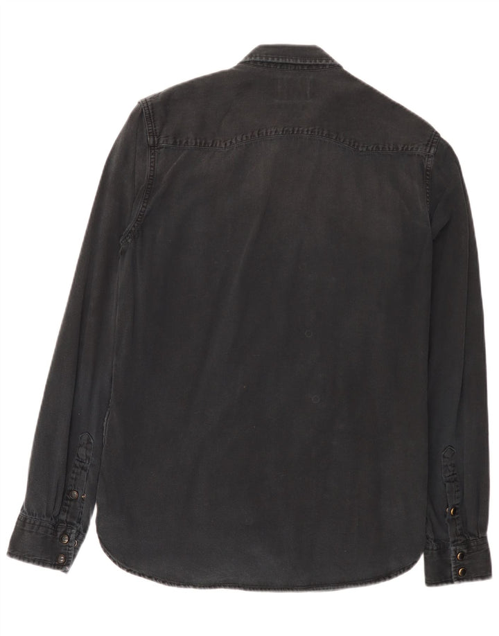 Zara Mens Slim Fit Denim Shirt Medium Black