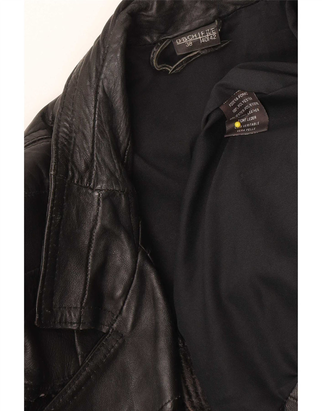 Vintage mujer biker chaqueta de cuero IT 42 cuero negro medio