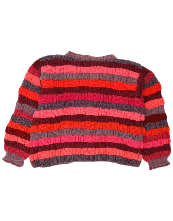 vintage Womens Turtle Neck Jumper Sweater UK 16 Grand Rayé Multicolore