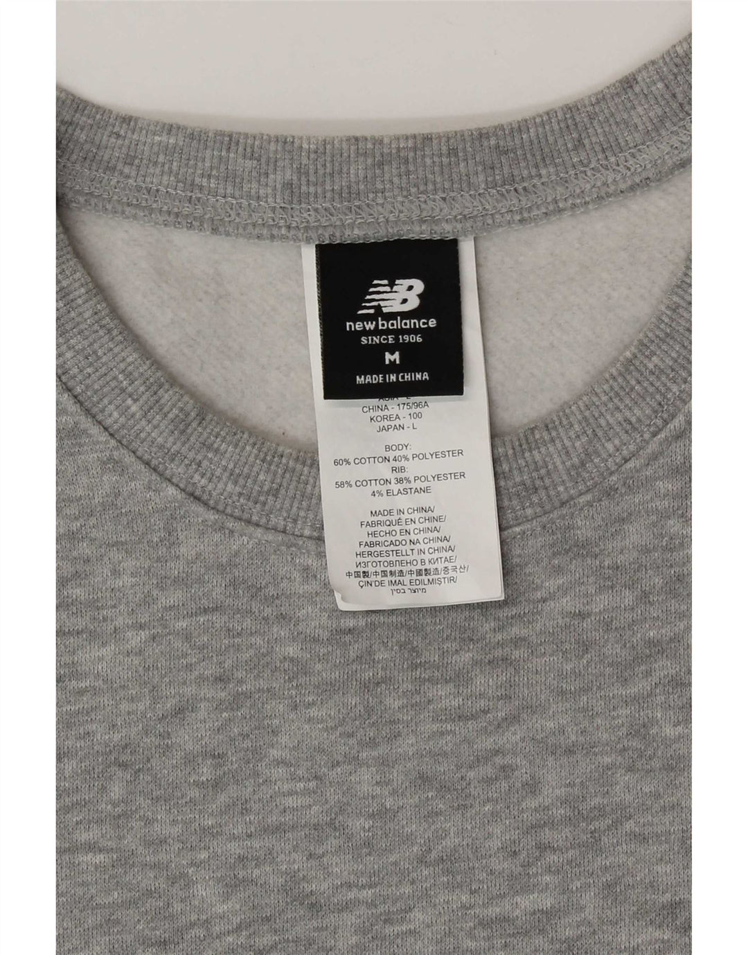 New Balance Hombre Sudadera Jumper Algodón Gris Medio