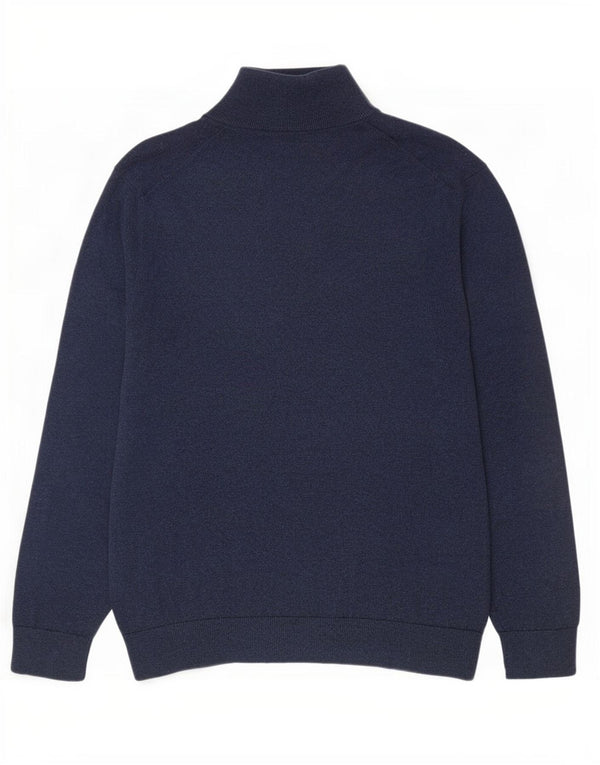 Nautica Mens Zip Neck Jumper Sweater Large Navy Blue Cotton