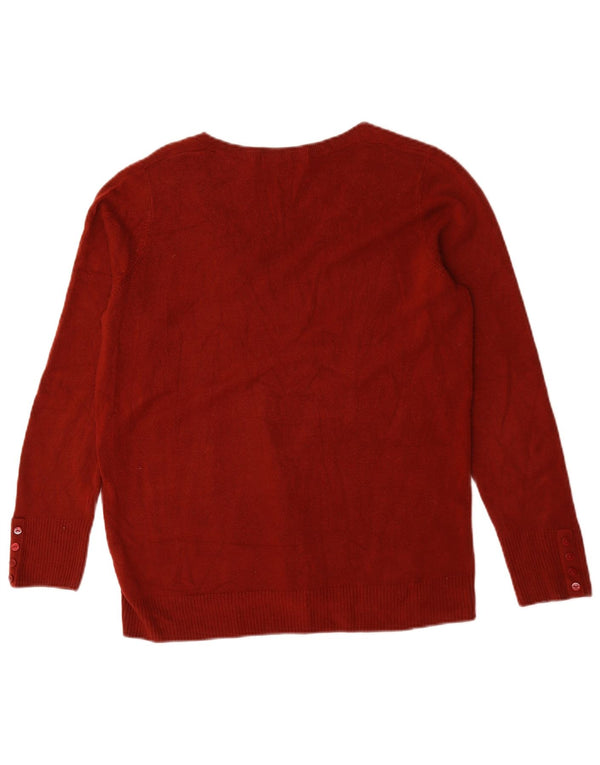 Marks & Spencer Dame V-hals sweater UK 16 Large Red Acryl