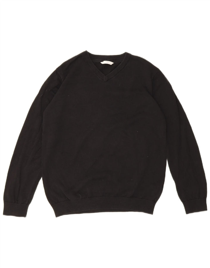Marks & Spencer Boys V-Neck Jumper Sweater 13-14 Years Black Cotton
