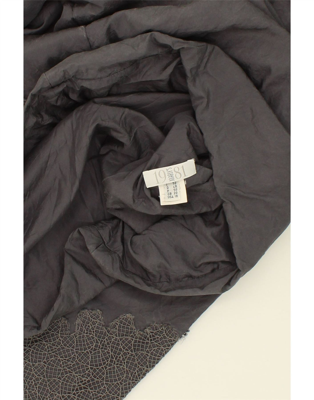 MARLY'S Womens Hooded Overcoat UK 20 2XL Black Silk Vintage Marly's and Second-Hand Marly's from Messina Hembry 