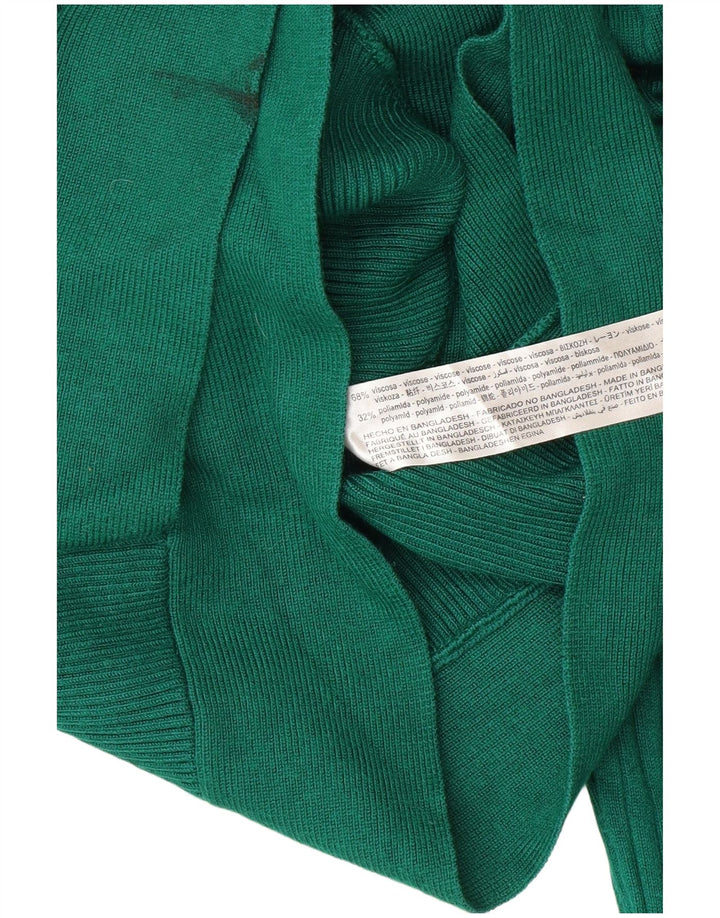 Zara Womens Crop Top Long Sleeve UK 12 Medium Green Viscose