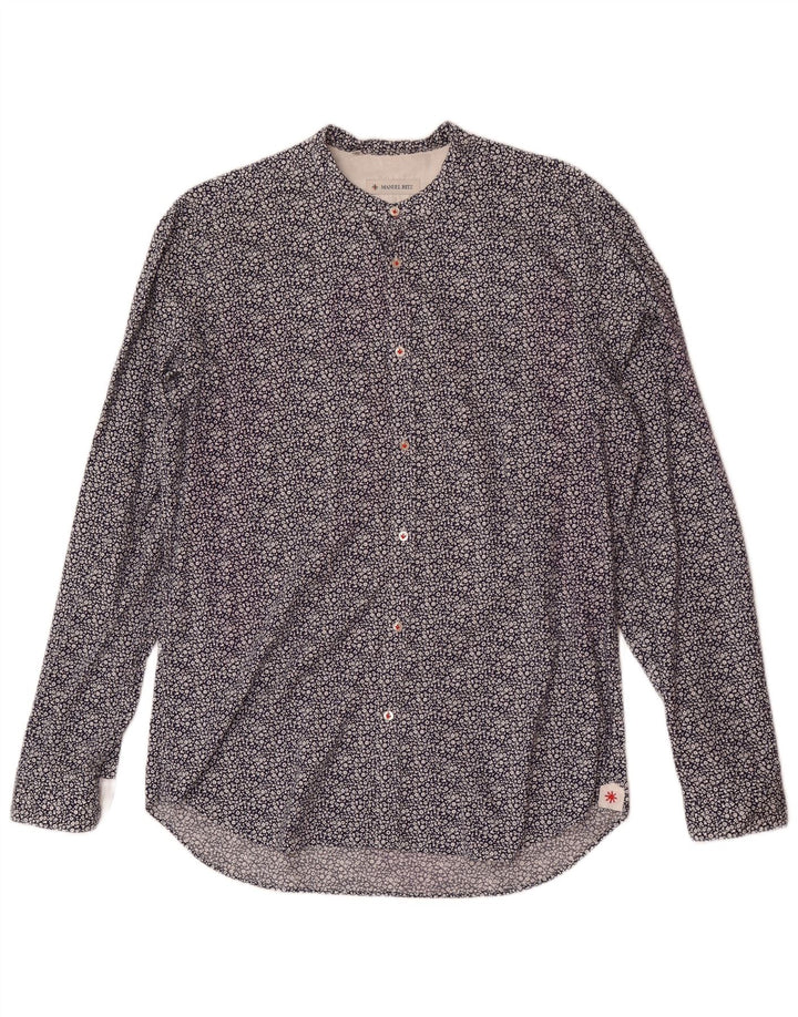 Manuel Ritz Mens Shirt Size 42 16 1/2 Large Navy Blue Floral