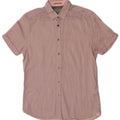 Ted Baker Herren-Kurzarmhemd, Größe 3, Mittelrosa, Argyle/Diamant-Baumwolle