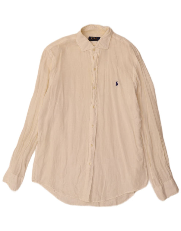 Polo Ralph Lauren Camicia da uomo in lino bianco sporco medio