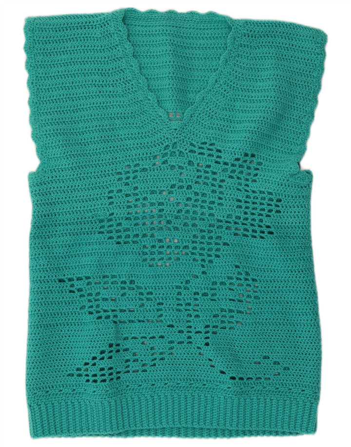 VINTAGE Womens Vest Tank Top UK 16 Large Turquoise