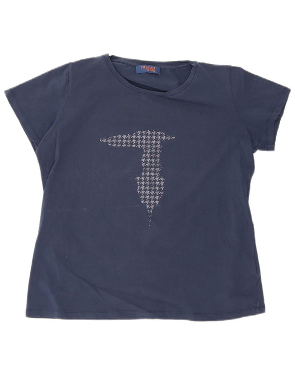 T-shirt grafica da donna Trussardi Top UK 20 2XL Blu Navy