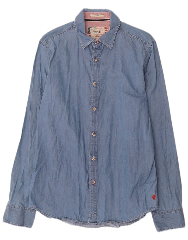 Marlboro Classics - Camisa vaquera para hombre, algodón azul grande