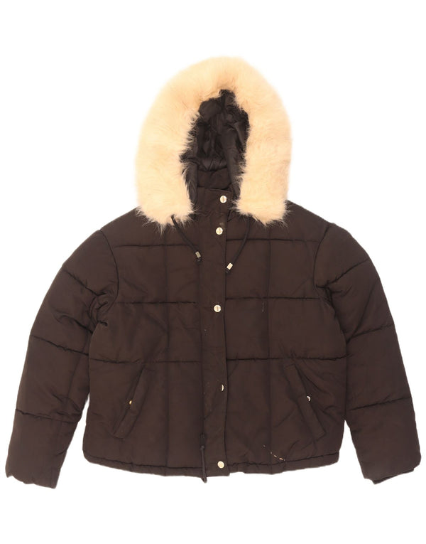 Topshop Chaqueta acolchada extragrande con capucha para mujer UK 8 Small Poliéster negro