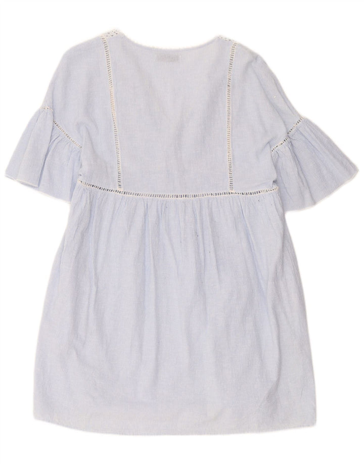 Zara Womens Trafaluc Shift Dress UK 12 Medium Blue Pinstripe
