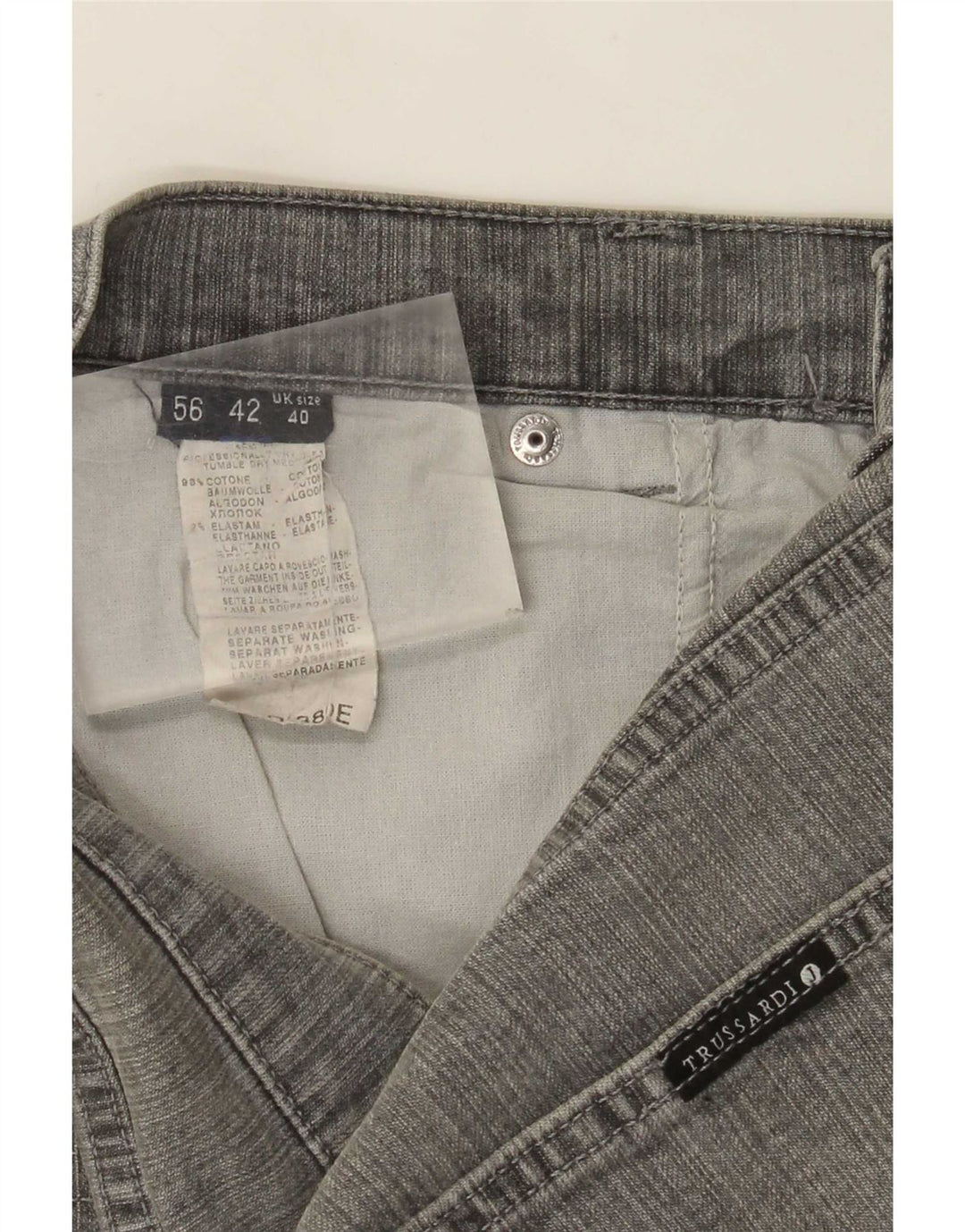 Trussardi Jean Droit W36 L31 Gris Coton Homme