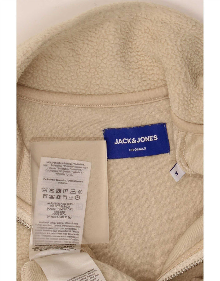 Jack & Jones Mens Zip Neck Fleece Jumper Medium Beige Polyester