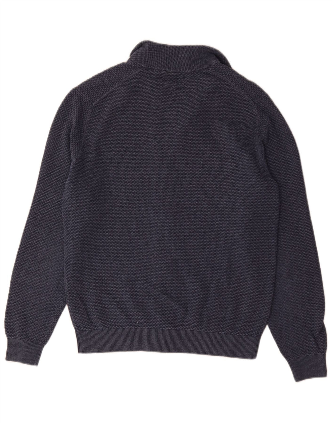 Massimo Dutti Mens Full Zip Cardigan Sweater Small Navy Blue Cotton