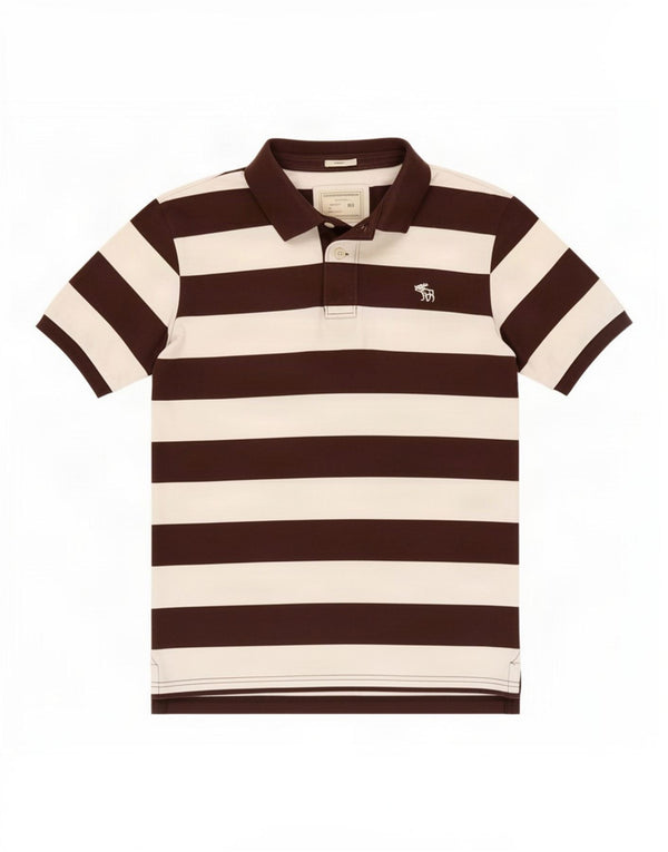 Polo da uomo Muscle Abercrombie & Fitch XL in cotone a righe marroni