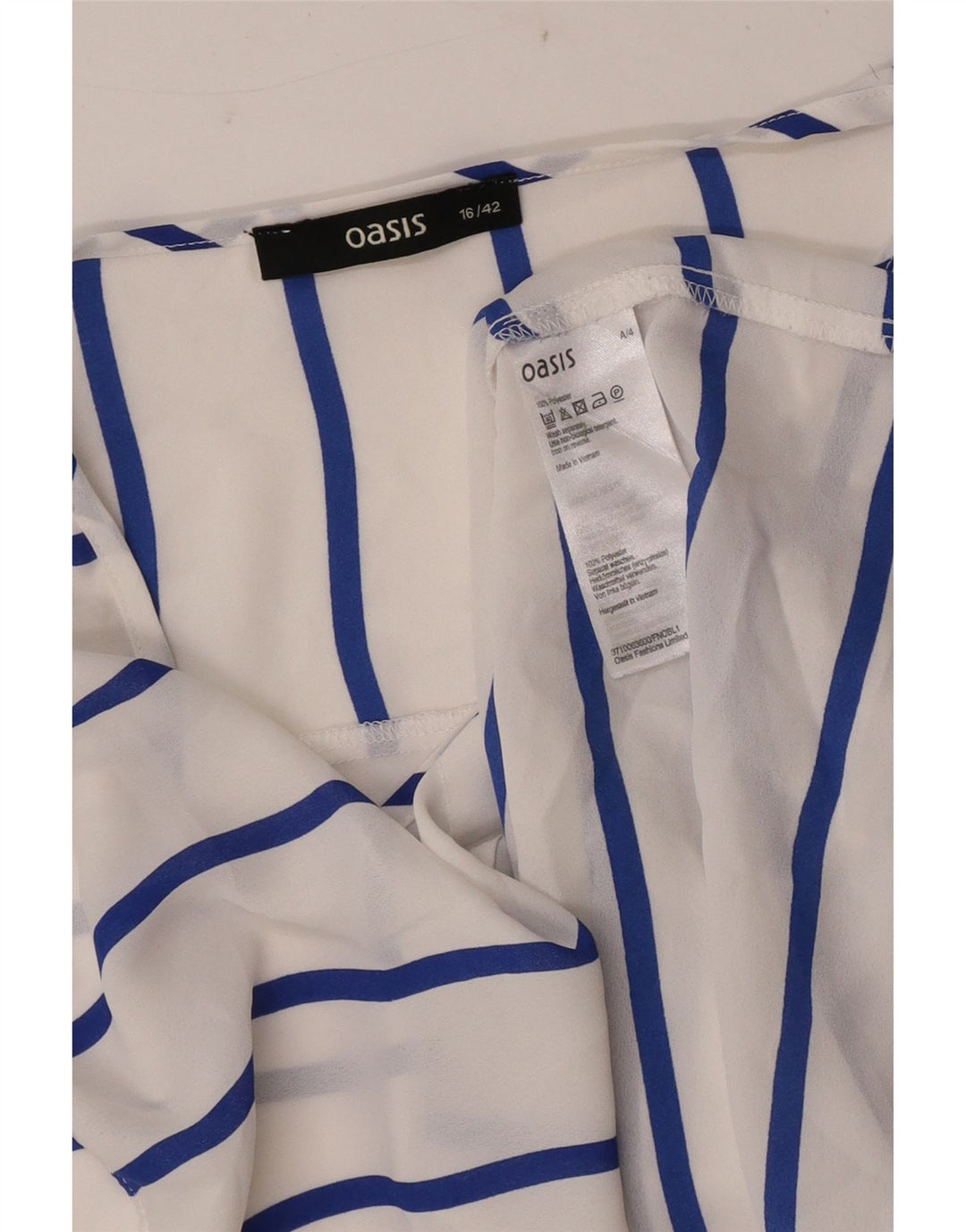 Oasis Womens Sleeveless Front Tie Blouse Top UK 16 Large White Striped