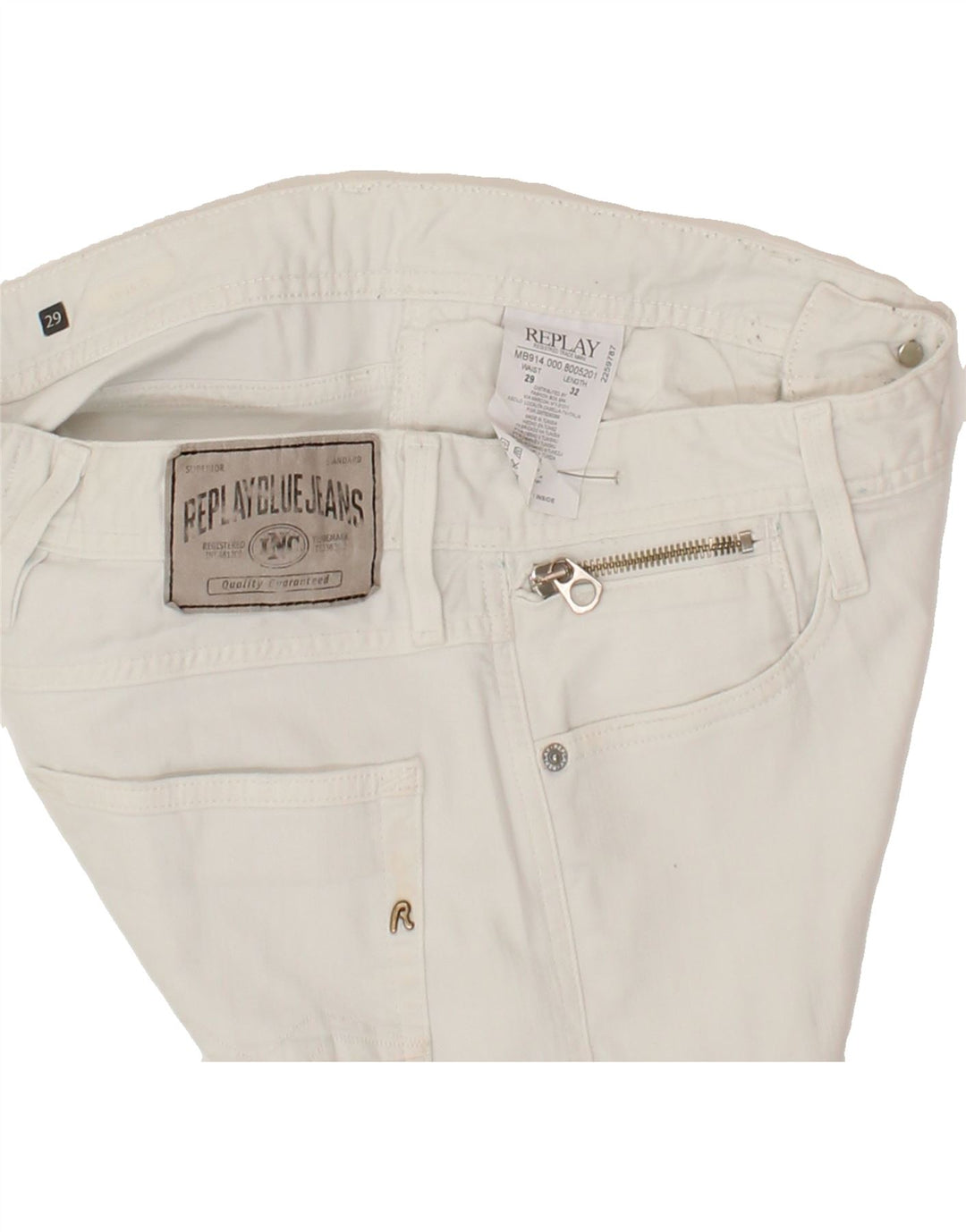 REPLAY Womens Slim Casual Trousers W29 L28 White Vintage Replay and Second-Hand Replay from Messina Hembry 