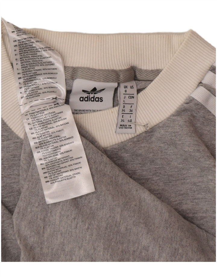 Adidas Womens Top Long Sleeve UK 8 Small Grey Cotton