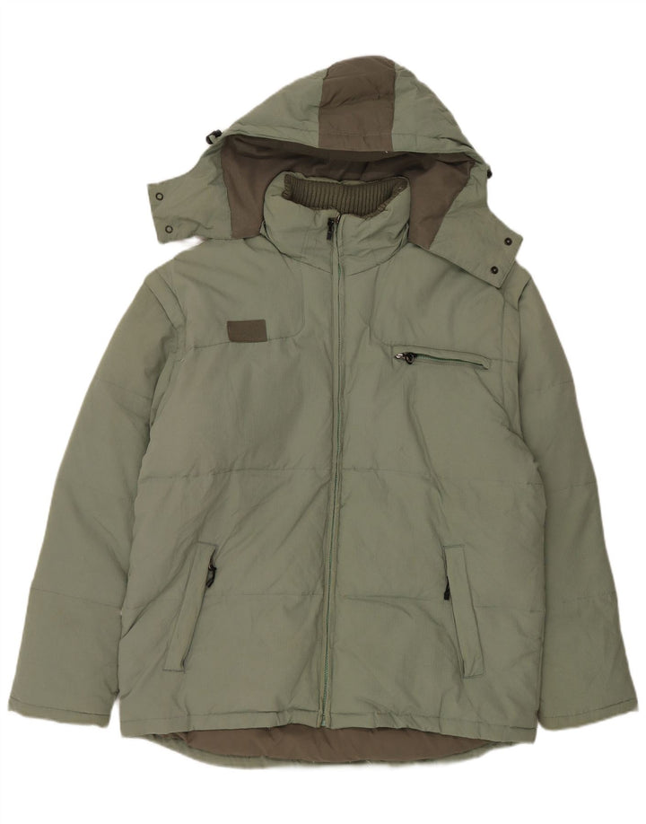 Fila Mens Hooded Padded Jacket UK 40 Large Green Polyamide
