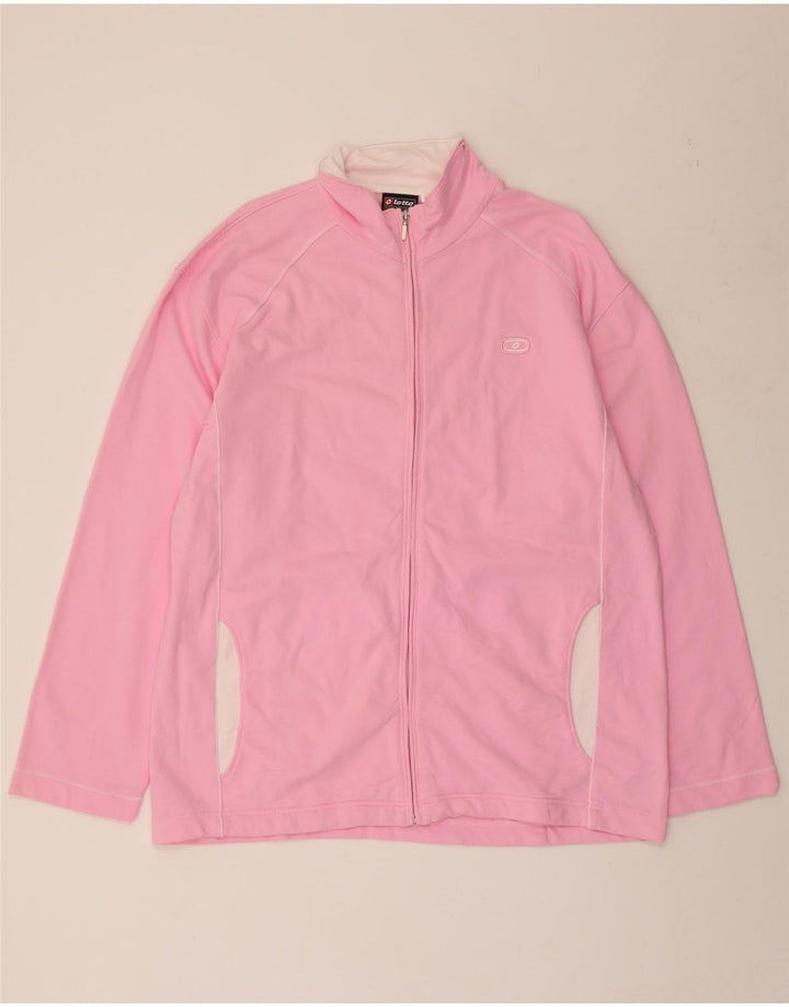 LOTTO Womens Tracksuit Top Jacket UK 18 XL Pink Colourblock Cotton