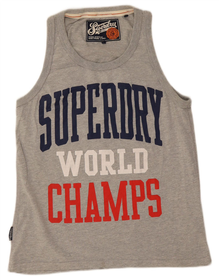 Superdry Herre grafisk vest Top Stor grå bomuld