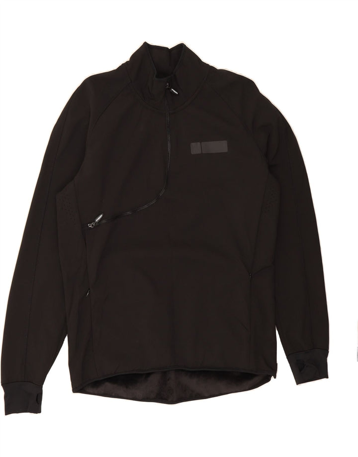 FREDDY Mens Zip Neck Pullover Tracksuit Top Medium Black Polyester Vintage Freddy and Second-Hand Freddy from Messina Hembry 