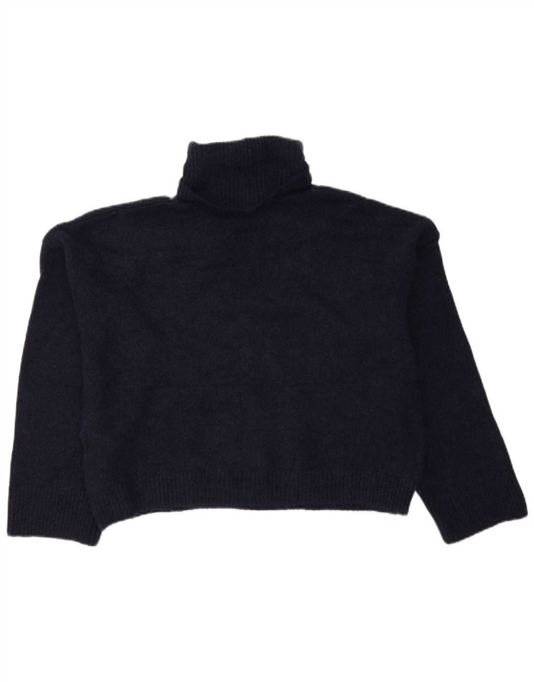 Zara Womens Oversized Roll Neck Jumper Sweater UK 10 Small Navy Blue