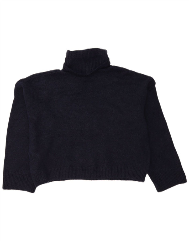 Zara Womens Oversized Roll Neck Jumper Sweater UK 10 Small Navy Blue