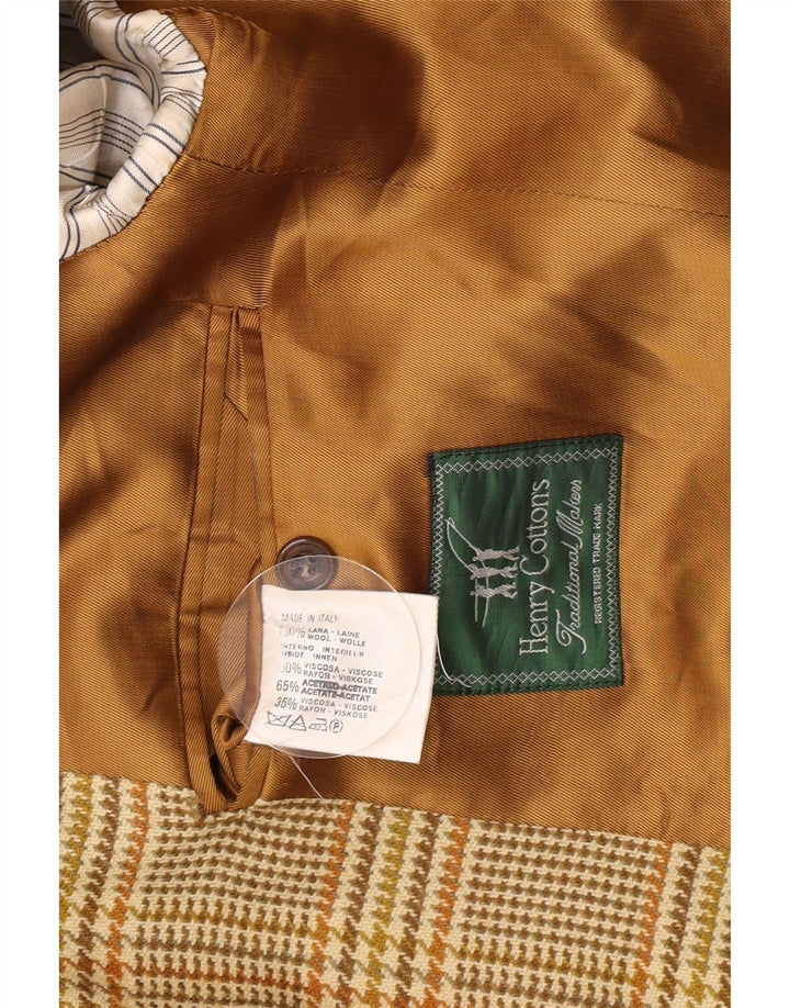 Giacca blazer da uomo a 2 bottoni Henry Cottons IT 50 grande pied de poule marrone