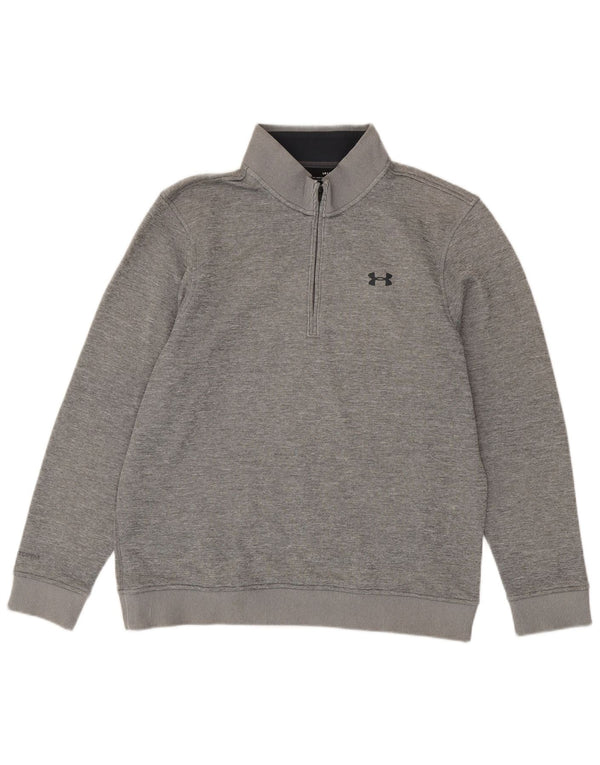 Under Armour Mens Cold Gear Zip Neck Sweatshirt Jumper Large Grey Flecked