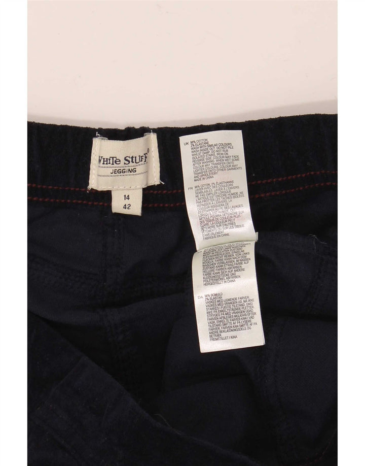 White Stuff Womens Velour Leggings UK 14 Large Navy Blue Cotton