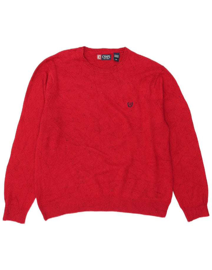 Chaps Mens Crew Neck Jumper Sweater Large Red Flecked Cotton