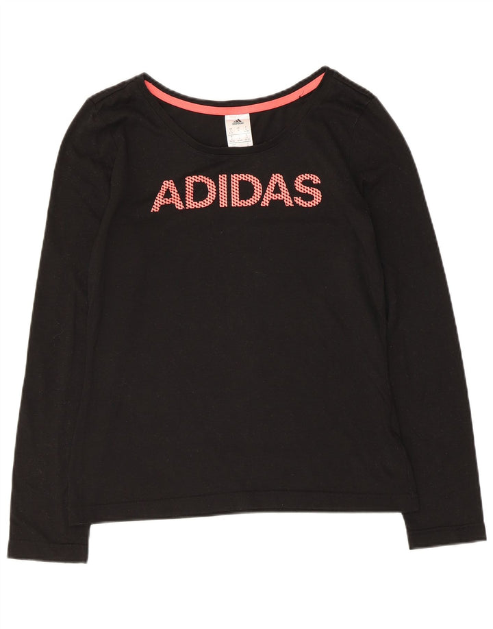 Adidas Womens Graphic Top Long Sleeve UK 8/10 Small Black