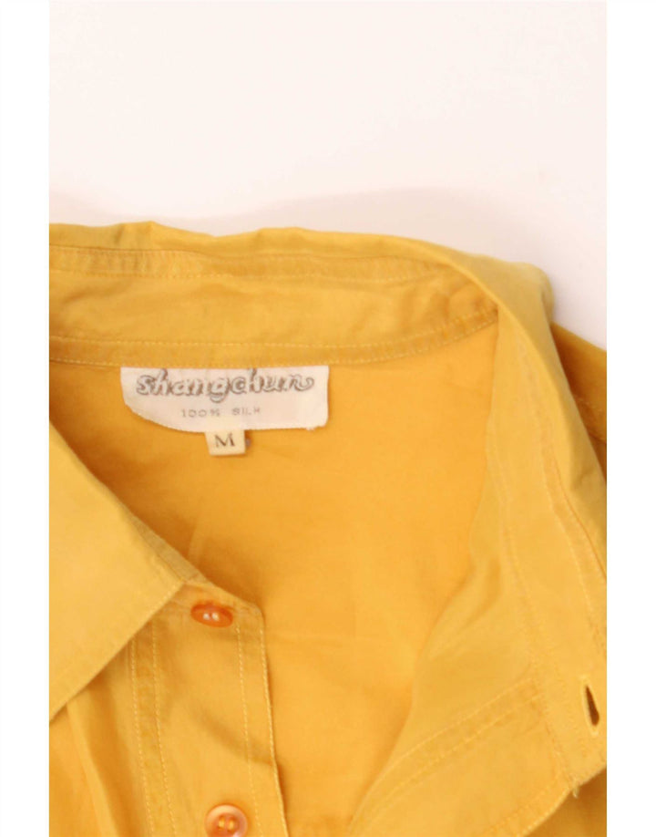 Vintage Mens Shirt Medium Yellow Silk