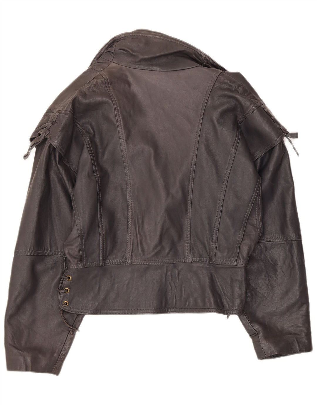 Giacca in pelle bomber da donna vintage UK 12 Grigio medio