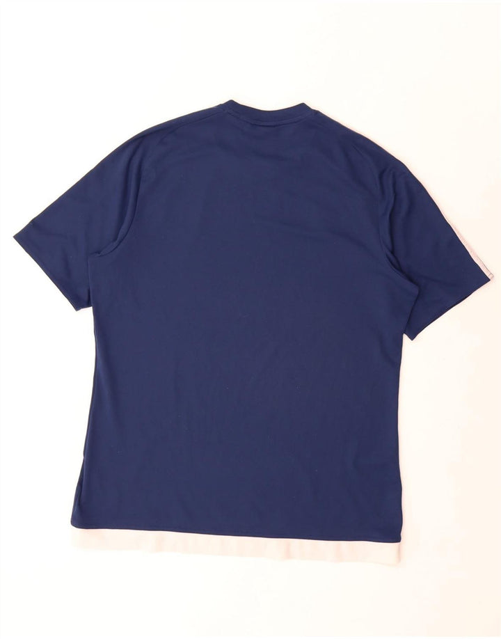 Adidas Mens Climalite T-Shirt Top Large Navy Blue Colourblock Polyester
