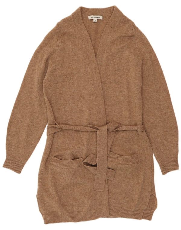 Marks & Spencer Maglione cardigan lungo da donna UK 10 Small Beige