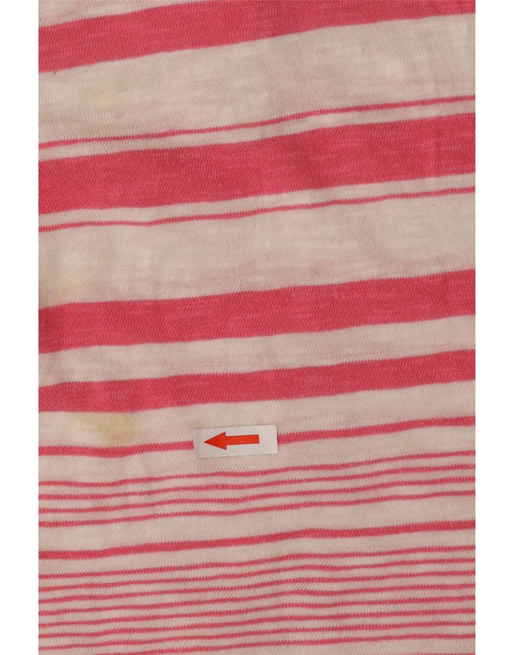 Top grafico da donna Roxy manica lunga UK 14 Cotone a righe rosa medio