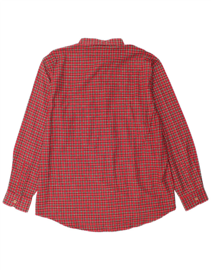 Camicia da uomo in flanella Crown taglia 43 grande cotone a quadri rossi